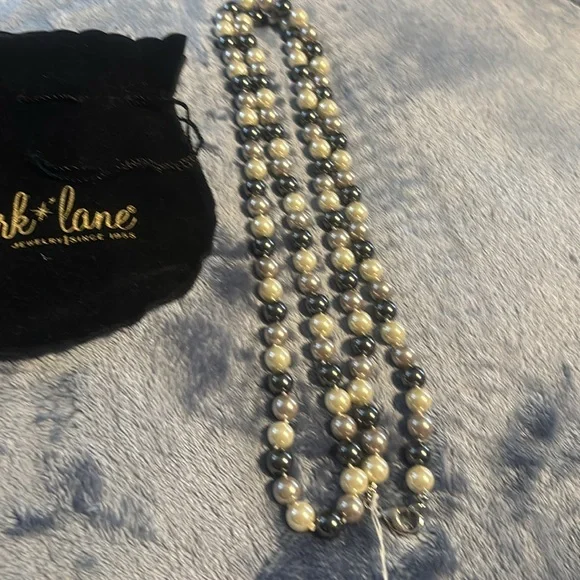 Park Lane white silver and black pearl necklace 23” - Picture 2 of 6